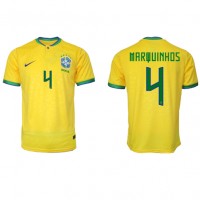 Camiseta Brasil Marquinhos #4 Primera Equipación Mundial 2022 manga corta